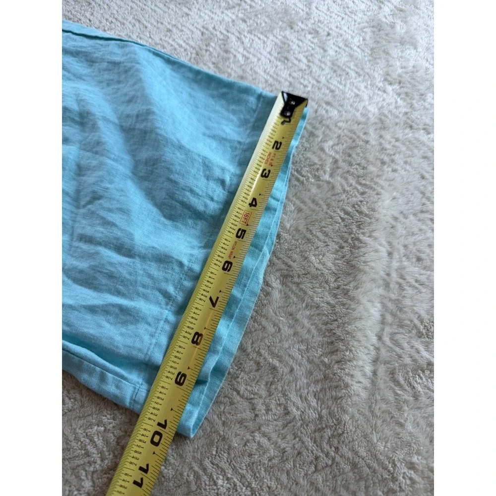 Charter Club Luxury Linen Light Blue Drawstring Straight Leg Pants Womens 16‎
